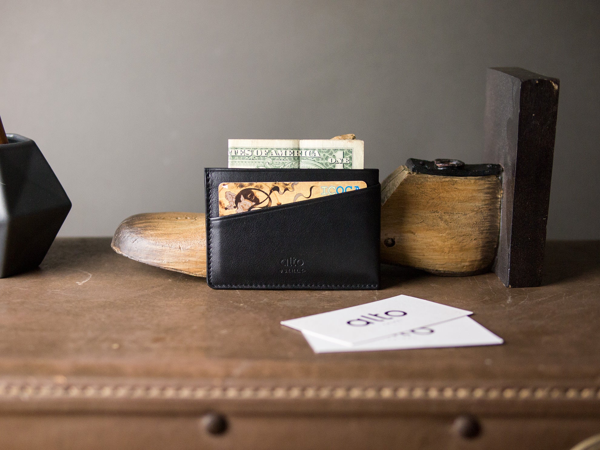 Leather Card Holder – Raven Black