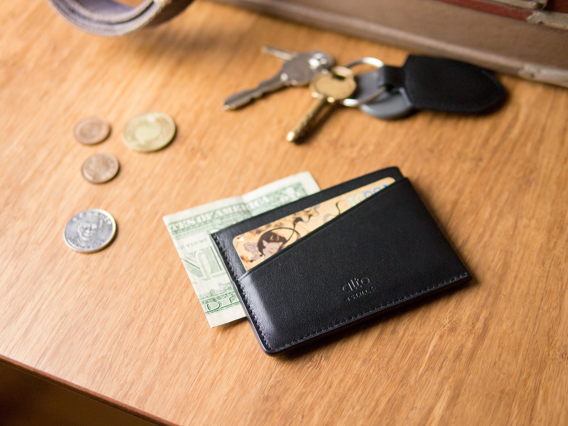 Leather Card Holder – Raven Black
