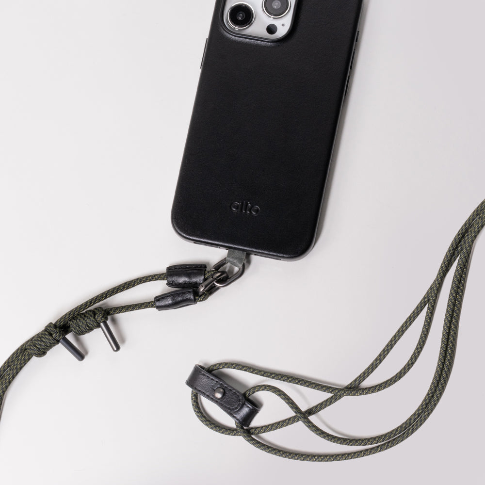 Phone Lanyards Connector + 4mm Comfort Nylon Strap – Plaid Green