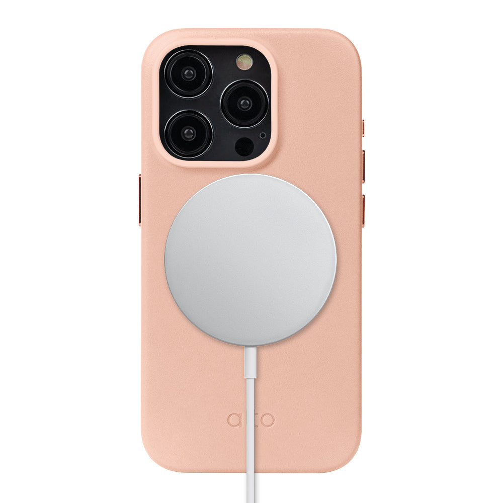 iPhone 15 シリーズ Clop MagSafe レザー ケース - ミスティ ピンク