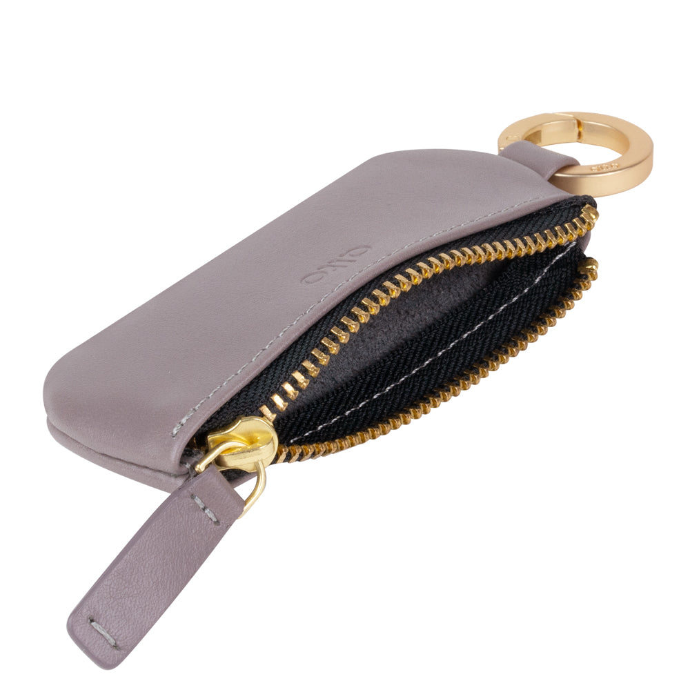 Leather Coin Pouch – Cement Gray