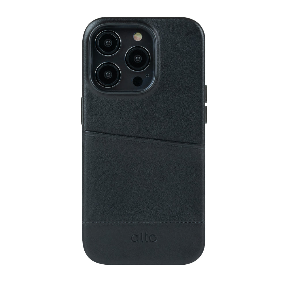 iPhone 14 シリーズ メトロ レザー ウォレット ケース - レイブン ブラック