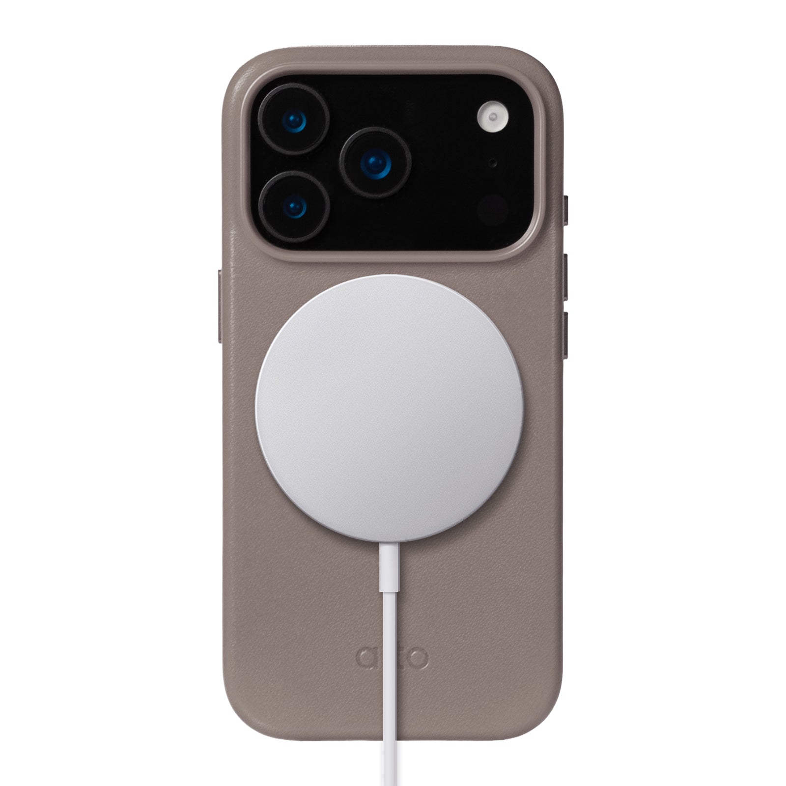 iPhone 17 Pro  - Clop Magnetic Leather Case - Cement Gray