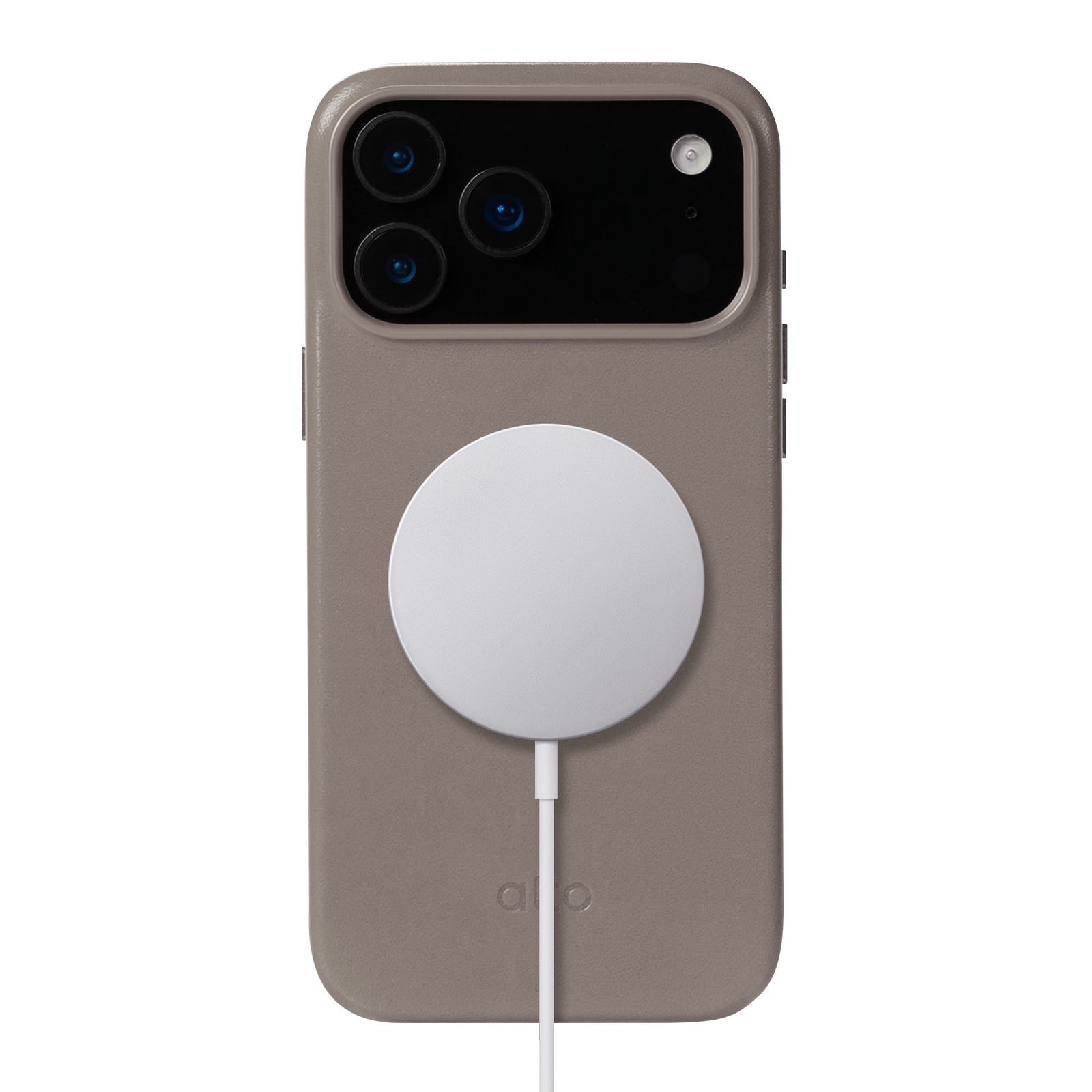 iPhone 17 Pro Max - Clop Magnetic Leather Case - Cement Gray