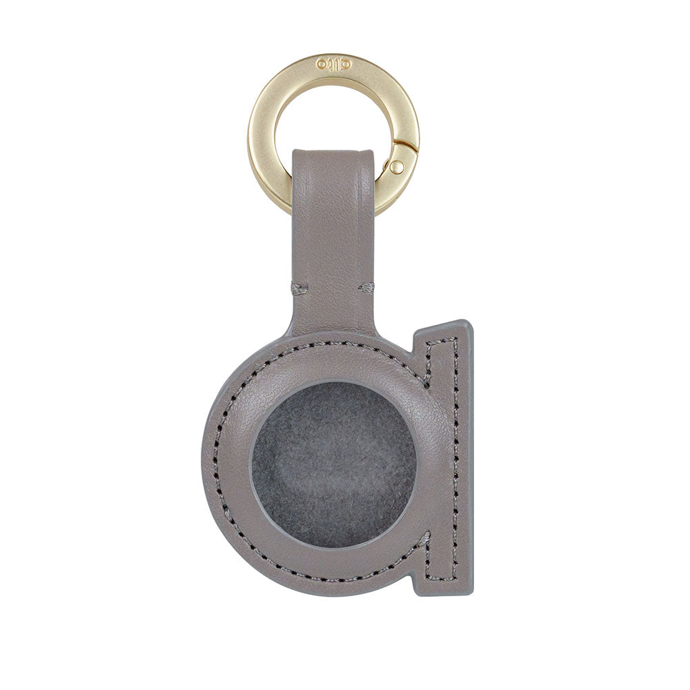 AirTag Leather Key Ring – Cement Gray