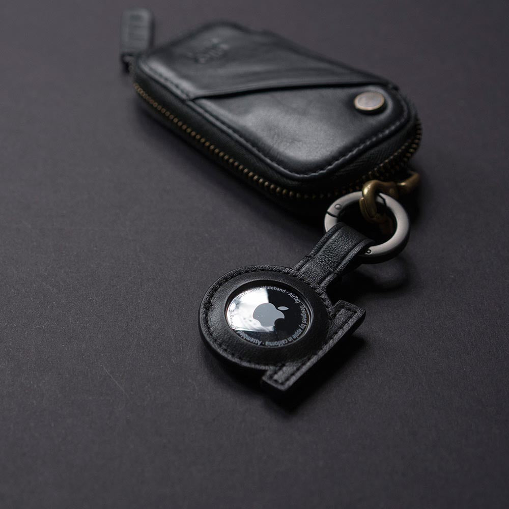 AirTag Leather Key Ring – Raven Black