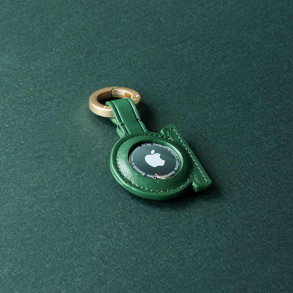 AirTag Leather Key Ring – Forest Green