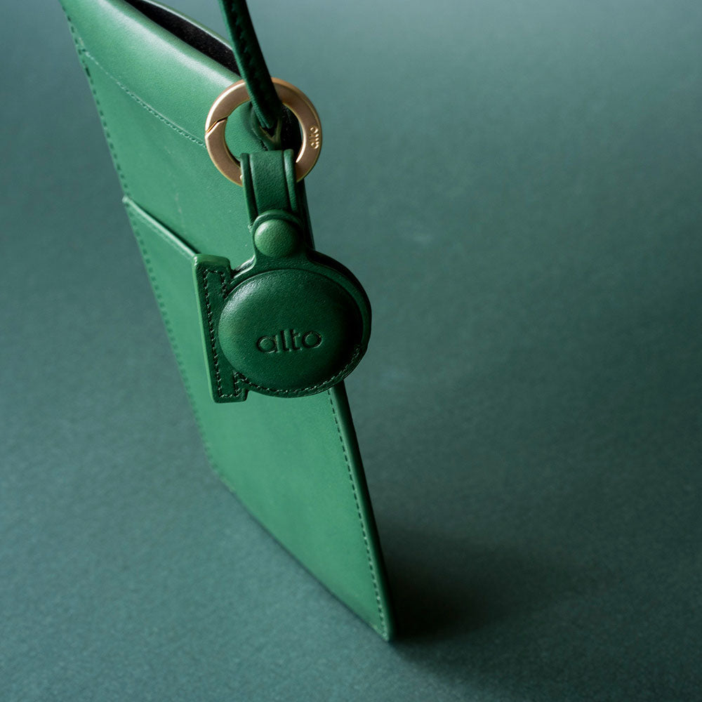 AirTag Leather Key Ring – Forest Green