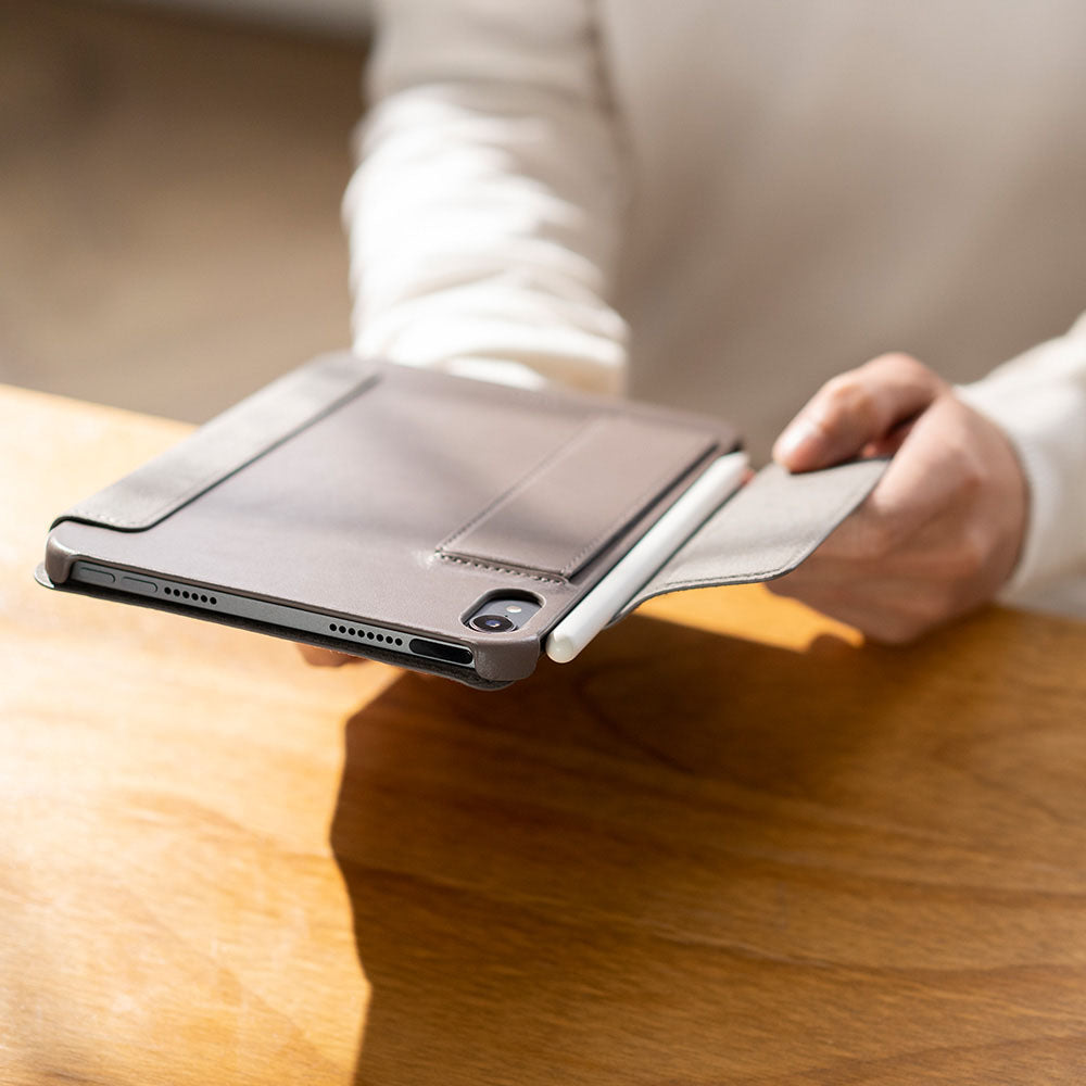 iPad mini Folio Leather Case – Cement Gray