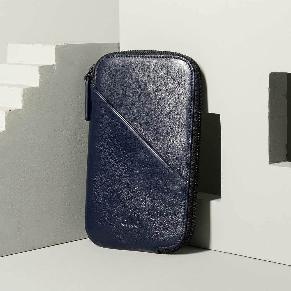 Leather Phone Wallet – Navy Blue