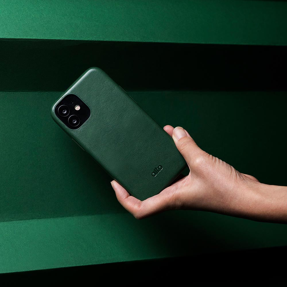 iPhone 12 Series Original 360 Drop Protective Leather Case - Forest Green