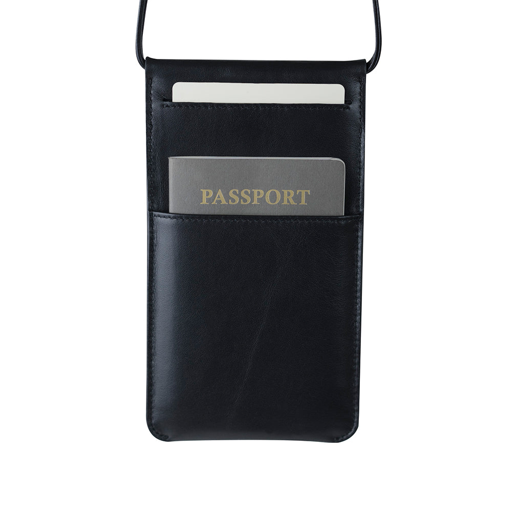 Leather Phone Purse – Raven Black