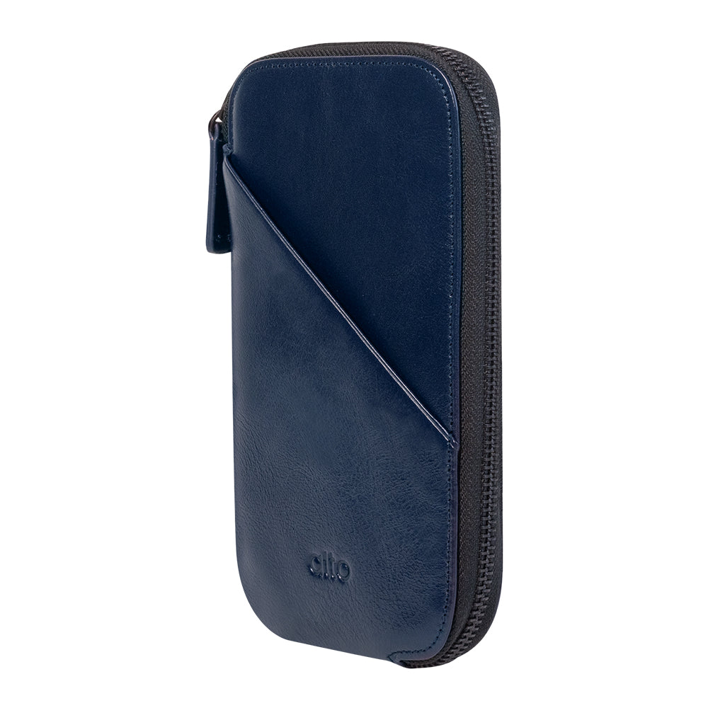 Leather Phone Wallet – Navy Blue