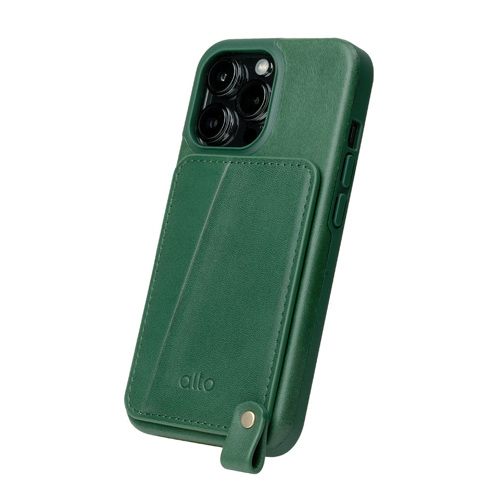 iPhone 13 シリーズ Anello 360 レザー ストラップ ケース - フォレスト グリーン
