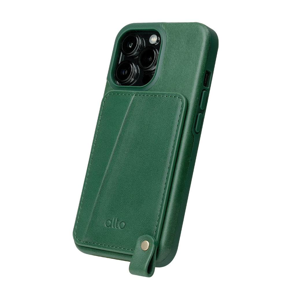 iPhone 13 Series Anello 360 Leather Lanyard Case - Forest Green