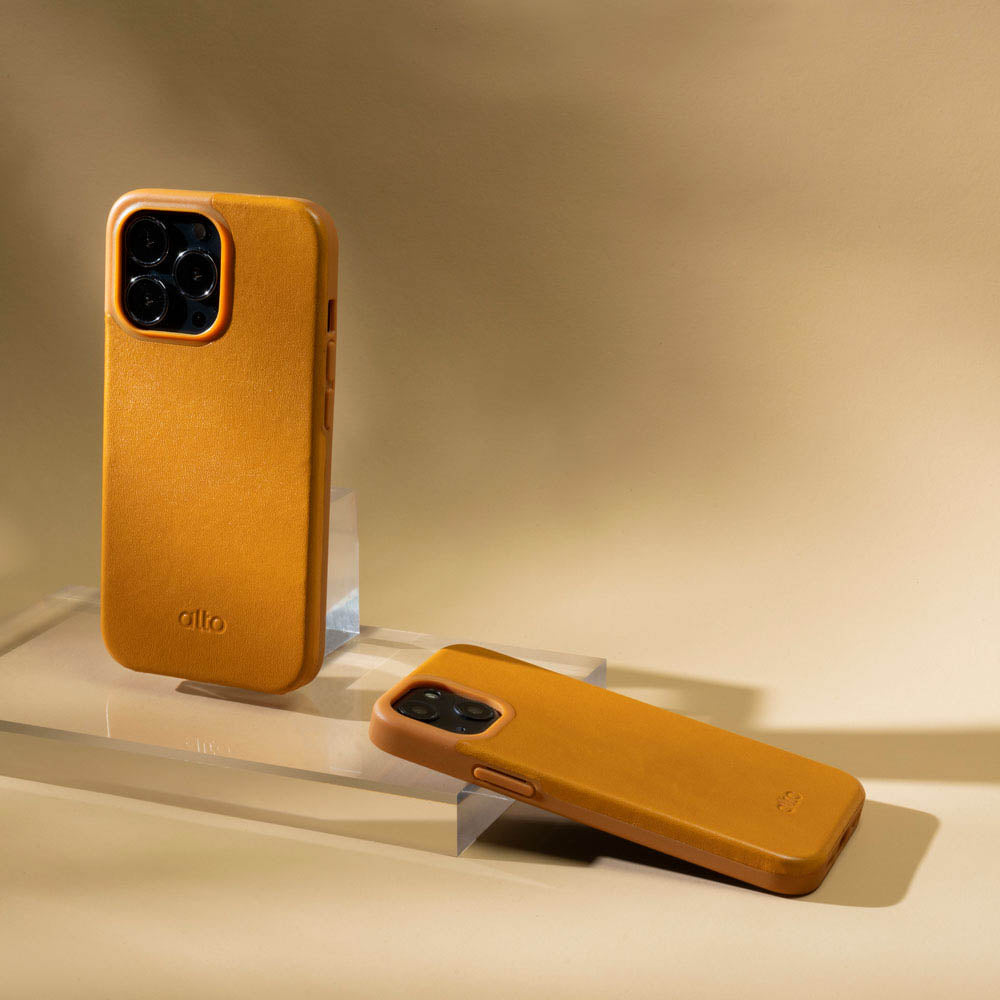 iPhone 13 Series Original 360 Drop Protective Leather Case - Caramel Brown