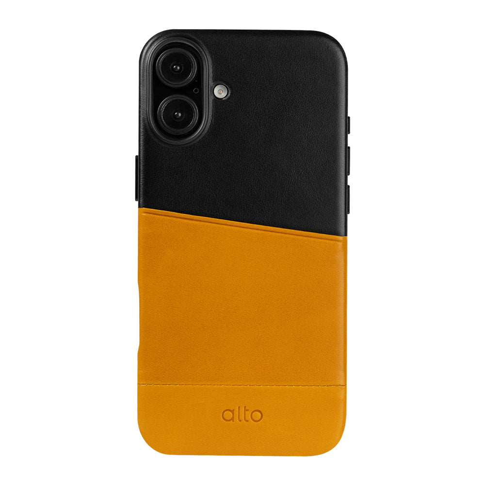 iPhone 16 Series Metro Leather Wallet Case  - Caramel Brown / Raven Black