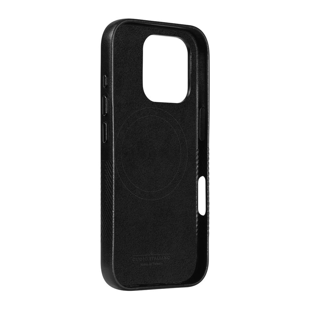 iPhone 16 Series Herring MagSafe Leather Case - Raven Black