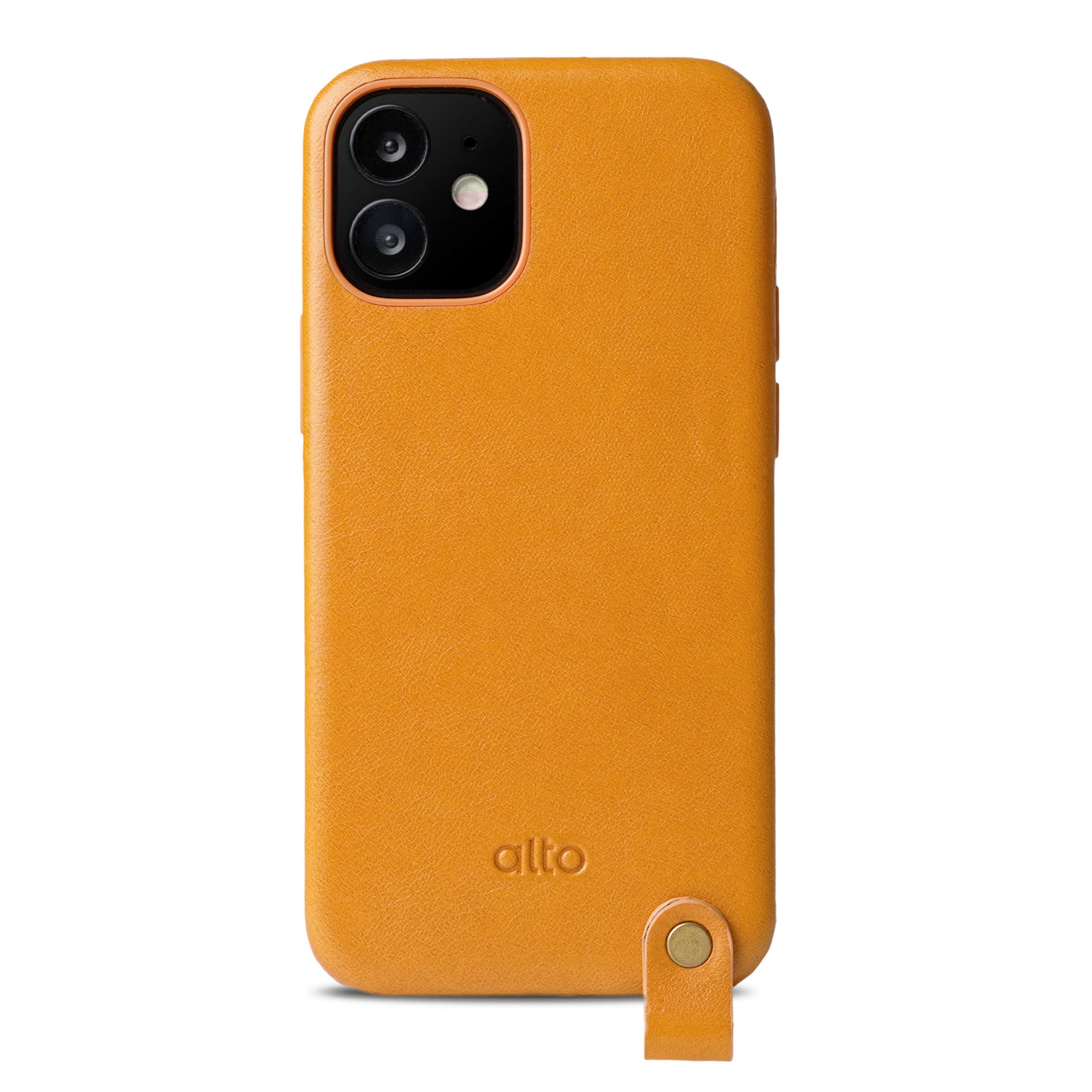 iPhone 12 mini Anello 360 レザー ストラップ ケース - キャラメルブラウン