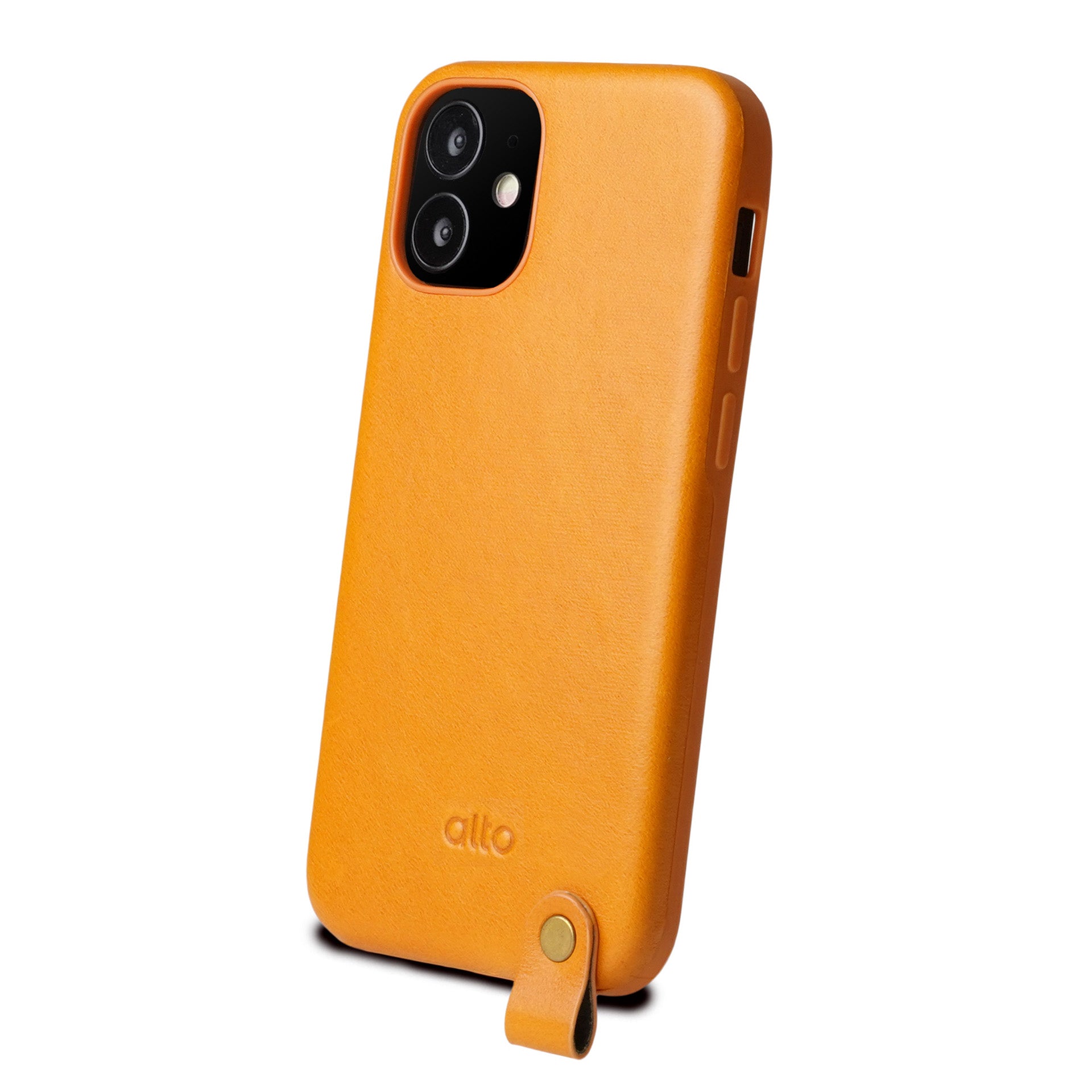 iPhone 12 mini Anello 360 Leather Lanyard Case - Caramel Brown