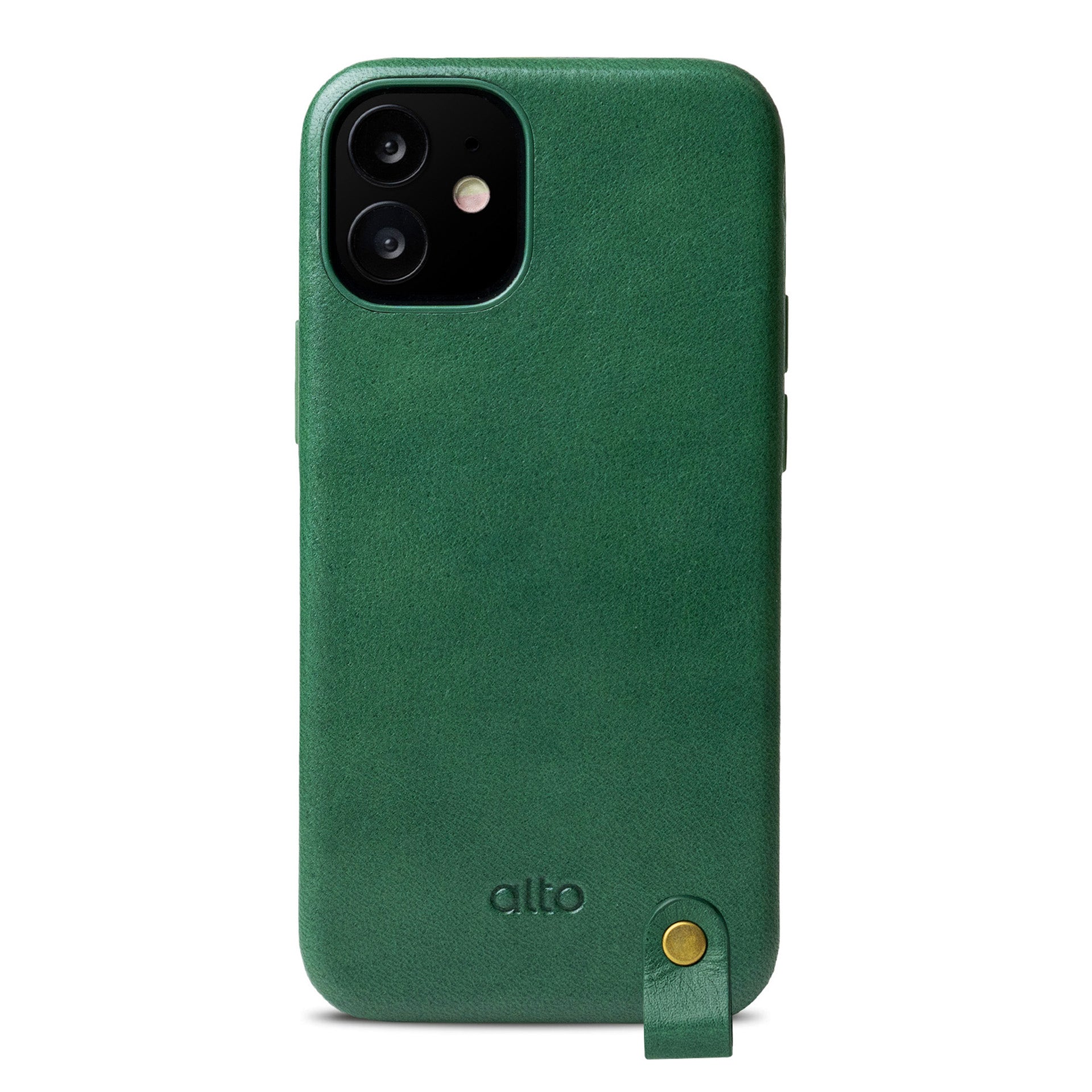 iPhone 12 mini Anello 360 レザー ストラップ ケース - フォレスト グリーン