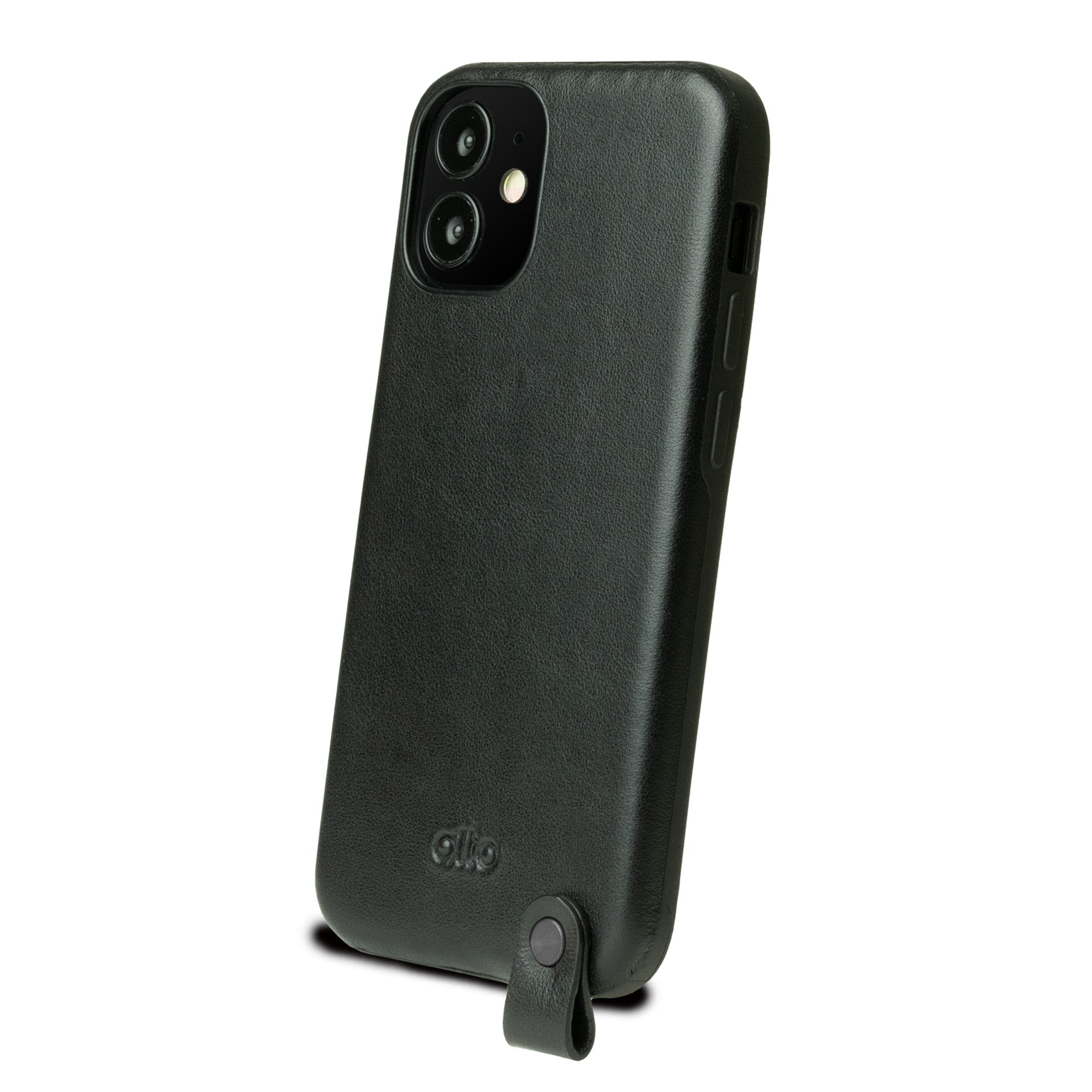 iPhone 12 mini Anello 360 レザー ストラップ ケース - レイブン ブラック