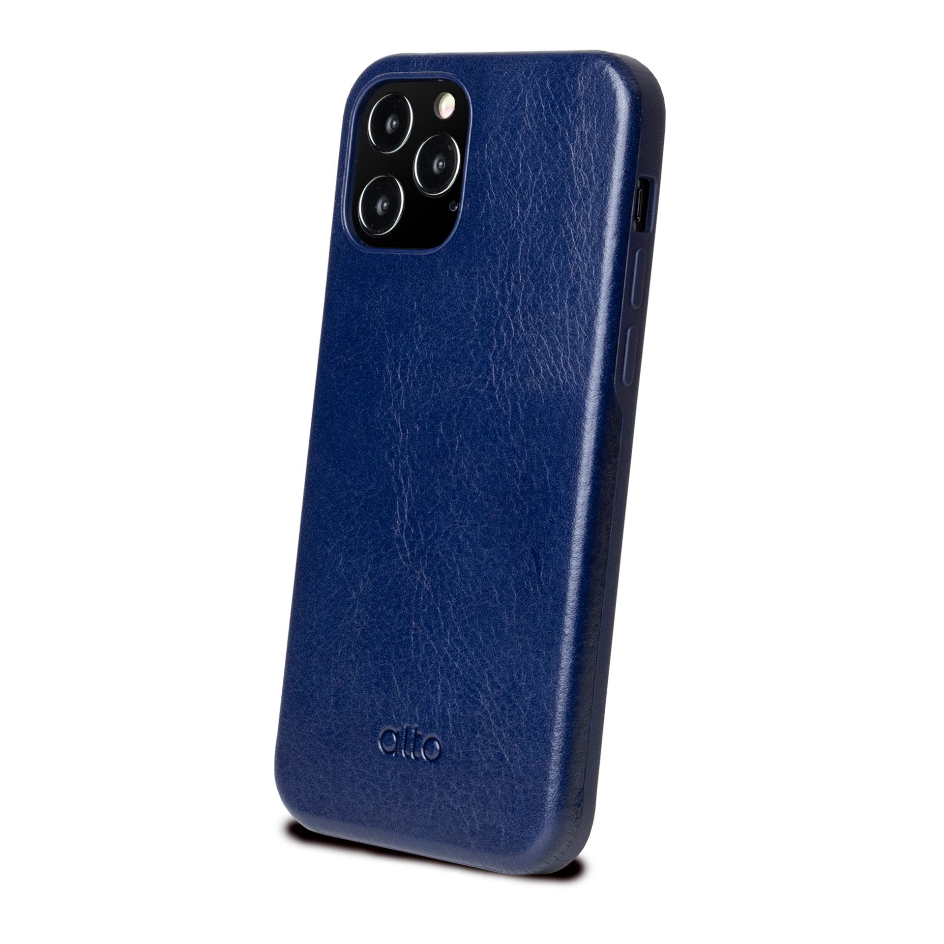 iPhone 12 シリーズ オリジナル 360 ドロップ保護レザー ケース - ネイビー ブルー