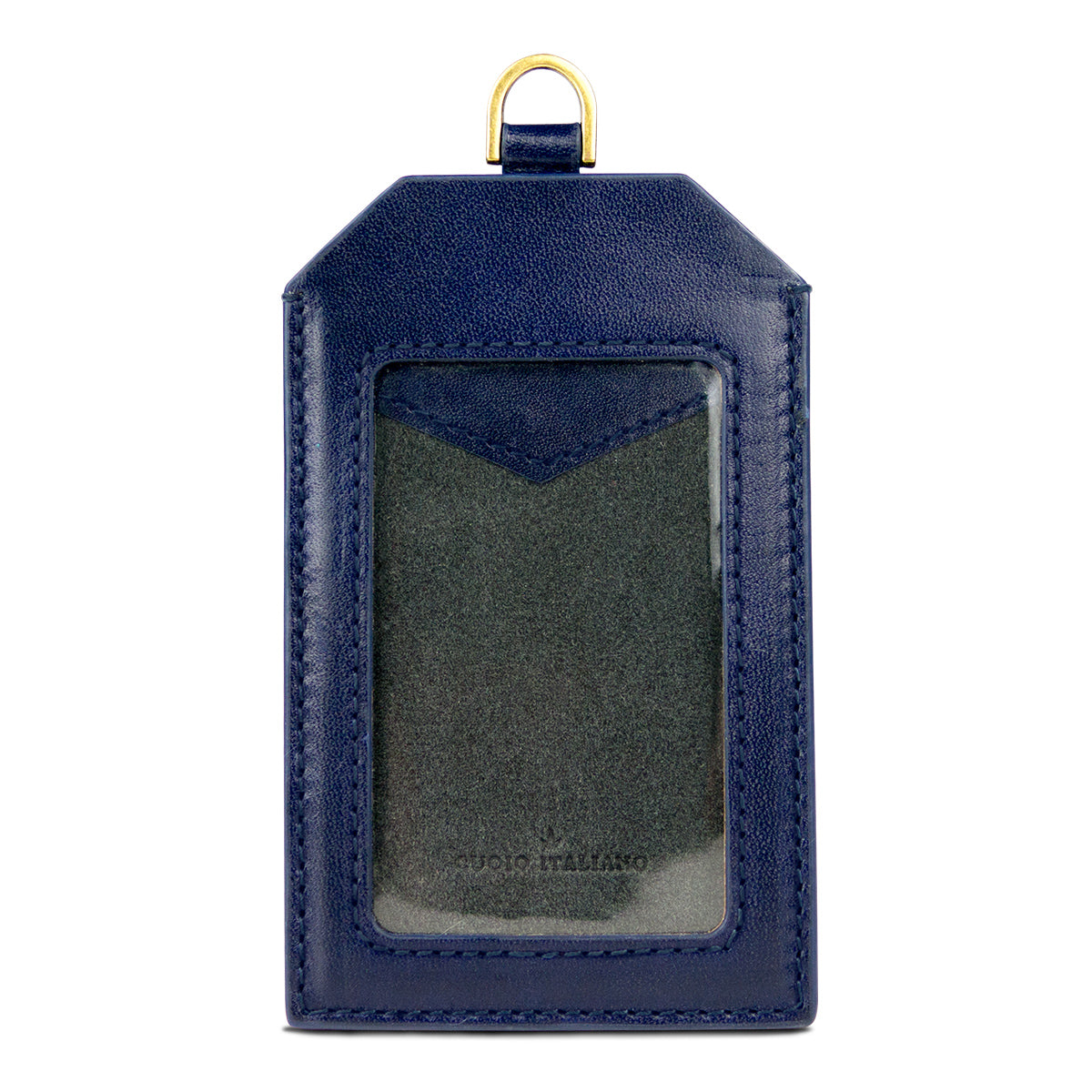 Leather Badge Holder - Navy Blue