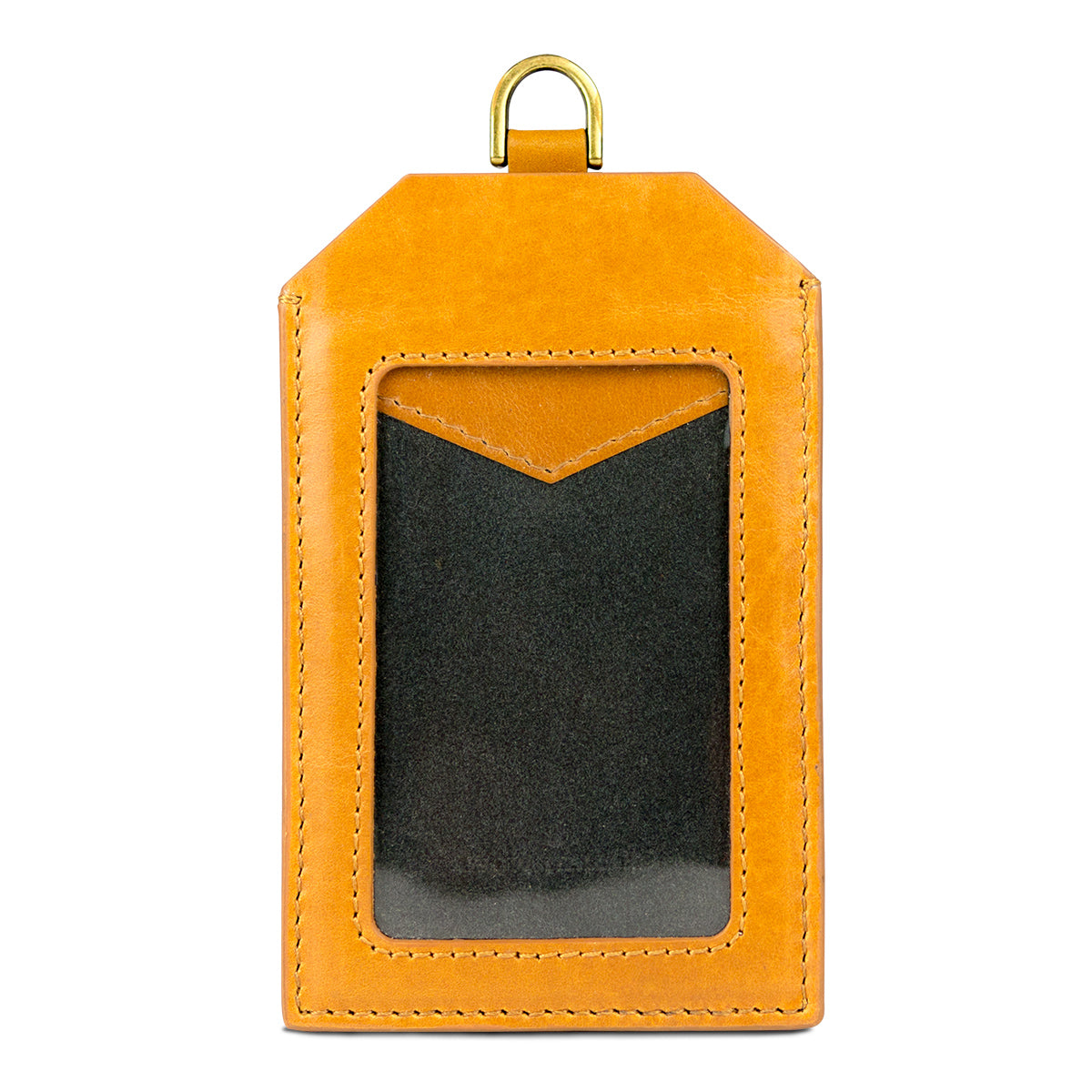 Leather Badge Holder - Caramel Brown